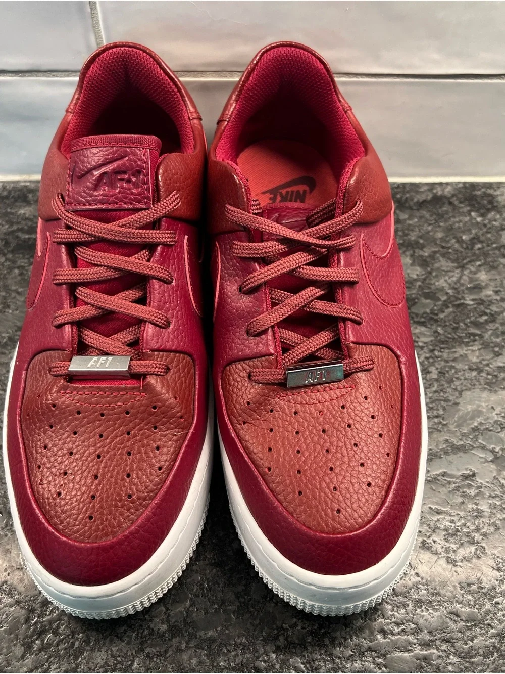 Nike Women’s Air Force 1 Low-Top Sneakers — Deep Red Leather